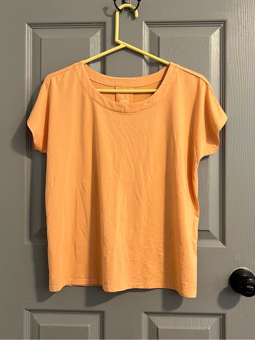 J. Jill Luxe Supima Scoop Neck Tee Coral Dust Lagen Modern Beach Coastal Peach
